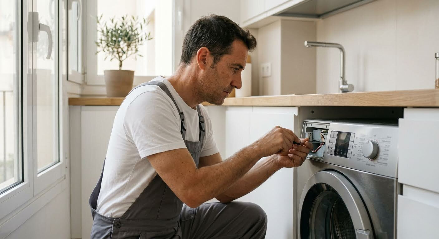 Técnico reparando electrodomésticos y equipos Electrolux en Palma de Mallorca